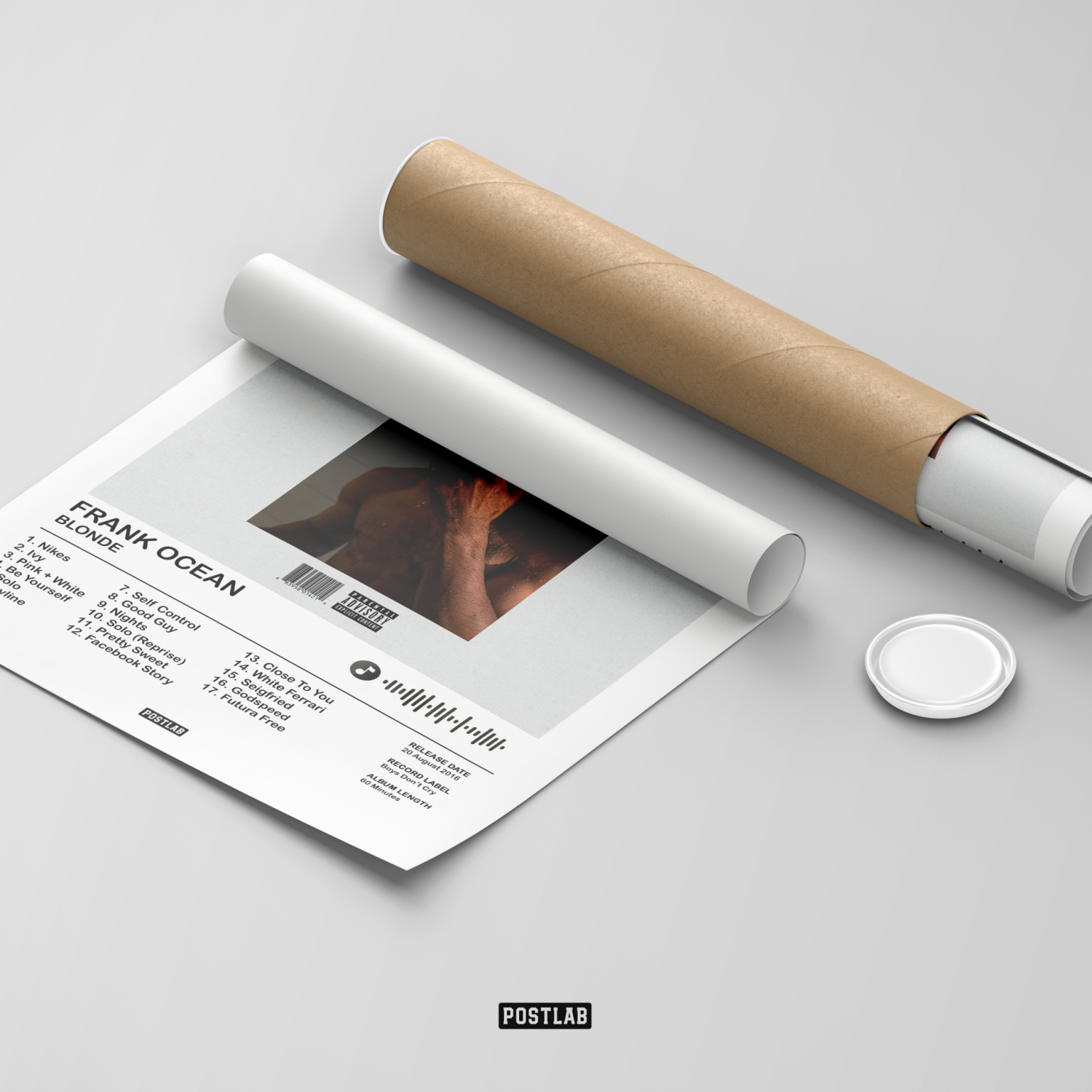 Free Rolled Canvas Poster with Tube Mockup